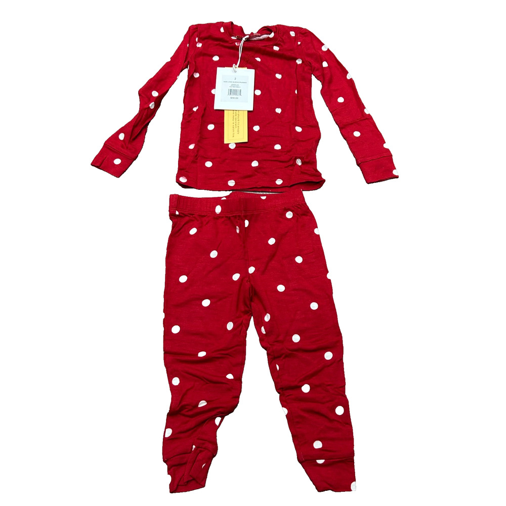 NWT Rachel‎ Parcell Kids Red Multicolor Polka Dot Long Sleeve Pajamas Set Size 2